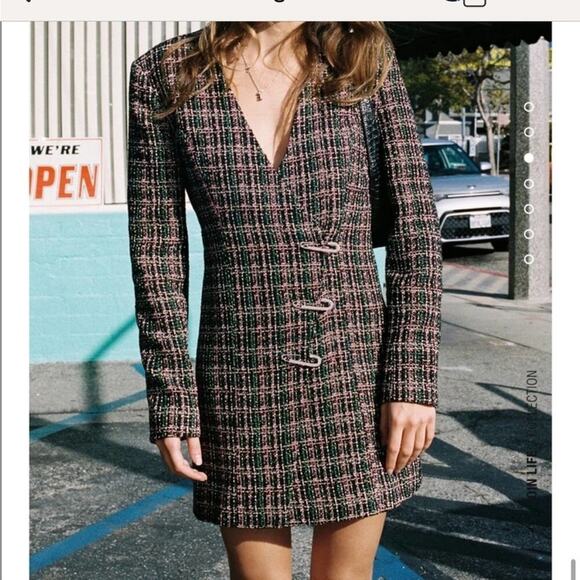 Zara Tweed Blazer Dress Size Large - Picture 9 of 12